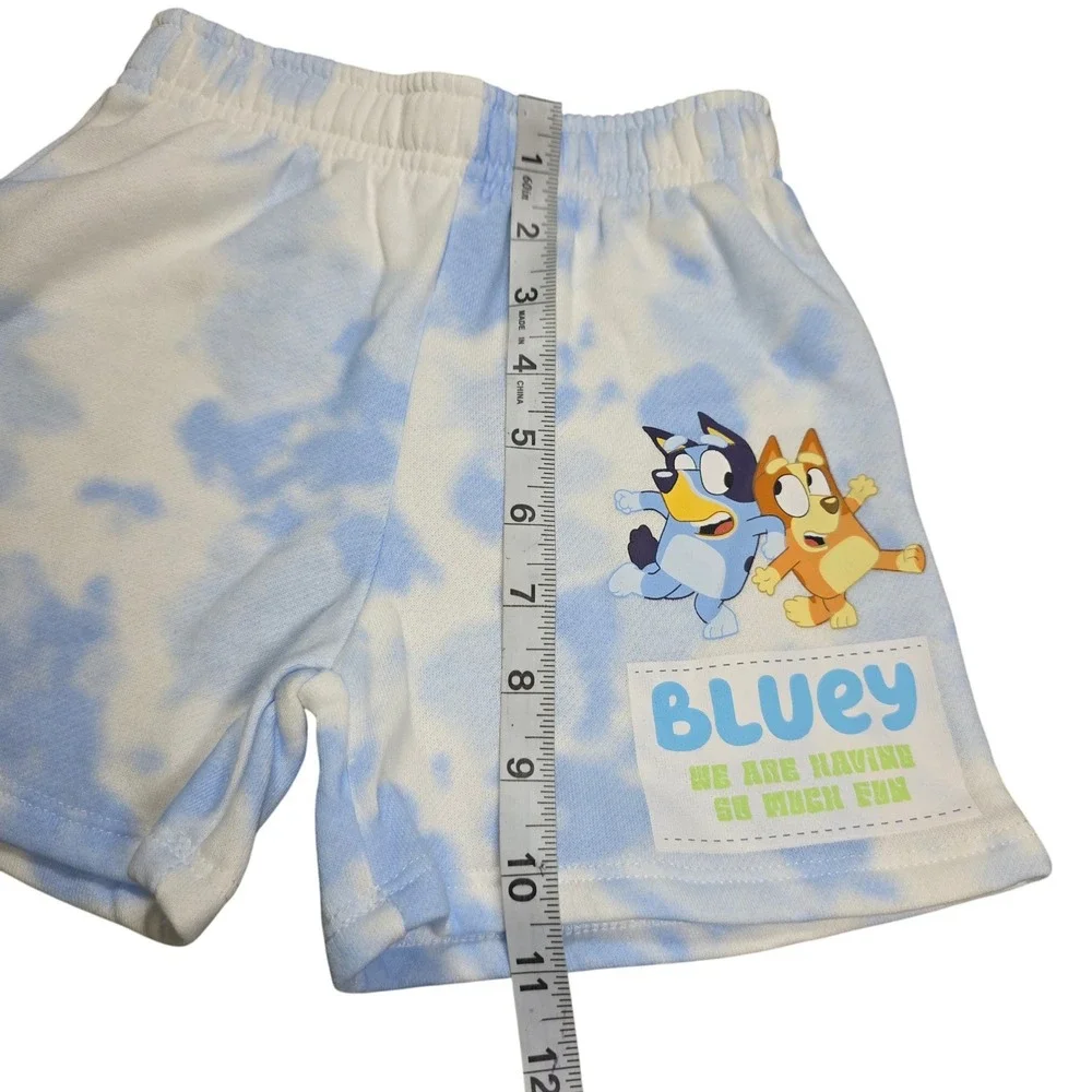 Bluey Bingo Kids Tie Dye Sweatshirt and Shorts 2 Piece Set Blue White Graphic 4T